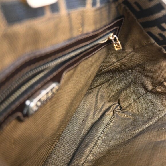 FENDI Logo Zucca Pattern Hand Bag Canvas Leather Brown GHW Italy - Picture 14 of 14